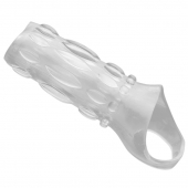 Насадка на пенис с кольцом для мошонки Clear Sensations Enhancer Sex Sleeve - 11,5 см. - XR Brands - в Нефтекамске купить с доставкой