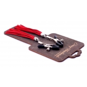 Металлические зажимы на соски с красными замшевыми кисточками - Crazy Handmade - купить с доставкой в Нефтекамске