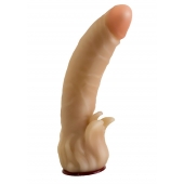 Телесная гелевая насадка-фаллос с клиторальными лепестками - 18,5 см. - LOVETOY (А-Полимер) - купить с доставкой в Нефтекамске