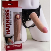 Страпон Харнесс из двух предметов: трусики с плугом и насадка-фаллос - 18 см. - LOVETOY (А-Полимер) - купить с доставкой в Нефтекамске