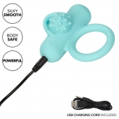 Аквамариновое эрекционное виброкольцо Silicone Rechargeable Nubby Lover’s Delight - California Exotic Novelties - в Нефтекамске купить с доставкой