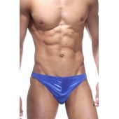 Синие трусы-тонги с застежкой сбоку и сатиновым блеском - La Blinque купить с доставкой Синие трусы-тонги с застежкой сбоку и сатиновым блеском - La Blinque купить с доставкой