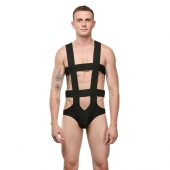 Мужское черное боди с широкими эластичными ремешками - La Blinque купить с доставкой Мужское черное боди с широкими эластичными ремешками - La Blinque купить с доставкой