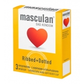 Презервативы с колечками и пупырышками Masculan Ribbed+Dotted - 3 шт. - Masculan - купить с доставкой в Нефтекамске