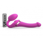Ярко-розовый безремневой страпон Multi Orgasm Size S с клиторальной стимуляцией - Strap-on-me - купить с доставкой в Нефтекамске