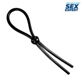 Черное силиконовое лассо с шариком для утяжки - Sex Expert - в Нефтекамске купить с доставкой