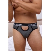 Темно-серые мужские трусы-брифы с вырезом - Darkzone купить с доставкой Темно-серые мужские трусы-брифы с вырезом - Darkzone купить с доставкой