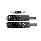 Черные кожаные наручники Sex Game - БДСМ Арсенал - купить с доставкой в Нефтекамске