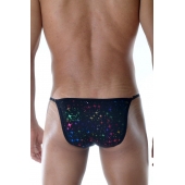 Черные мужские трусы-танга с разноцветными блестящими звездочками - Don Moris купить с доставкой Черные мужские трусы-танга с разноцветными блестящими звездочками - Don Moris купить с доставкой