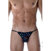 Черные мужские трусы-танга с разноцветными сердечками - Don Moris купить с доставкой Черные мужские трусы-танга с разноцветными сердечками - Don Moris купить с доставкой