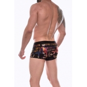 Черные трусы-боксеры с разноцветным принтом в виде надписей и губ - Don Moris купить с доставкой Черные трусы-боксеры с разноцветным принтом в виде надписей и губ - Don Moris купить с доставкой