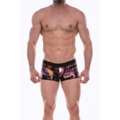 Черные трусы-боксеры с разноцветным принтом в виде надписей и губ - Don Moris купить с доставкой Черные трусы-боксеры с разноцветным принтом в виде надписей и губ - Don Moris купить с доставкой