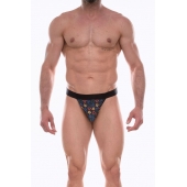 Темно-серые трусы-тонги с разноцветным принтом - Don Moris купить с доставкой Темно-серые трусы-тонги с разноцветным принтом - Don Moris купить с доставкой