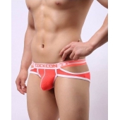 Оранжевые мужские трусы-брифы с вырезами и леопардовым рисунком - Cockcon купить с доставкой Оранжевые мужские трусы-брифы с вырезами и леопардовым рисунком - Cockcon купить с доставкой