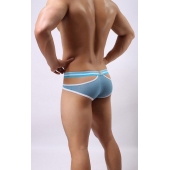 Голубые мужские трусы-брифы с вырезами и леопардовым рисунком - Cockcon купить с доставкой Голубые мужские трусы-брифы с вырезами и леопардовым рисунком - Cockcon купить с доставкой
