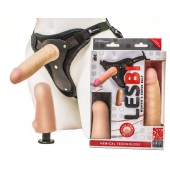 Телесный страпон Harness LESBI с вагинальной пробкой - 16,5 см. - LOVETOY (А-Полимер) - купить с доставкой в Нефтекамске