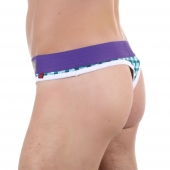 Бирюзовые клетчатые трусы-тонги с брендированным поясом - Boefje купить с доставкой Бирюзовые клетчатые трусы-тонги с брендированным поясом - Boefje купить с доставкой