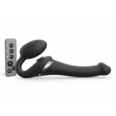 Черный безремневой страпон Multi Orgasm Size S с клиторальной стимуляцией - Strap-on-me - купить с доставкой в Нефтекамске