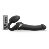 Черный безремневой страпон Multi Orgasm Size M с клиторальной стимуляцией - Strap-on-me - купить с доставкой в Нефтекамске