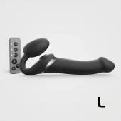 Черный безремневой страпон Multi Orgasm Size L с клиторальной стимуляцией - Strap-on-me - купить с доставкой в Нефтекамске