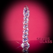 Прозрачный фаллос из стекла со спиралью - 18 см. - Sexus купить с доставкой в интернет-магазине Orgasmix в Нефтекамске Прозрачный фаллос из стекла со спиралью - 18 см. - Sexus