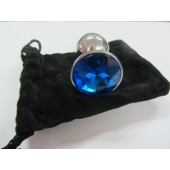 Анальное украшение BUTT PLUG  Small с синим кристаллом - 7 см. - Anal Jewelry Plug - купить с доставкой в Нефтекамске Анальное украшение BUTT PLUG  Small с синим кристаллом - 7 см. - Anal Jewelry Plug - купить с доставкой в Нефтекамске