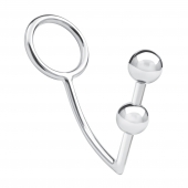 Кольцо на пенис с анальным стимулятором Two Bead Stainless Steel Anal Hook   Cock Ring - BlueLine - в Нефтекамске купить с доставкой