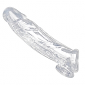 Прозрачная насадка для увеличения члена Realistic Clear Penis Enhancer and Ball Stretcher - 20,3 см. - XR Brands - в Нефтекамске купить с доставкой