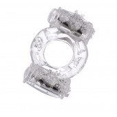 Прозрачное виброкольцо с двумя вибропульками - Toyfa Basic - в Нефтекамске купить с доставкой