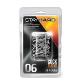 Прозрачная насадка с объёмными чёрточками STAY HARD COCK SLEEVE 06 CLEAR - Blush Novelties - в Нефтекамске купить с доставкой