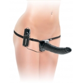 Черный страпон с вагинальной пробкой Deluxe Vibrating Penetrix Strap-On - 19 см. - Pipedream - купить с доставкой в Нефтекамске