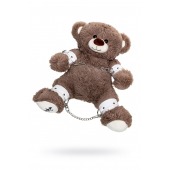 Бондажный набор: бурый мишка с белыми оковами и наручниками - Pecado - купить с доставкой в Нефтекамске