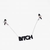 Зажимы на соски с кожаной подвеской Bitch - Crazy Handmade - купить с доставкой в Нефтекамске