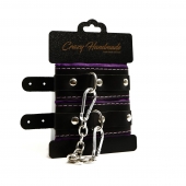Черно-фиолетовые скругленные наручники с мягкой подкладкой - Crazy Handmade - купить с доставкой в Нефтекамске Черно-фиолетовые скругленные наручники с мягкой подкладкой - Crazy Handmade - купить с доставкой в Нефтекамске