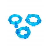 Набор из 3 синих эрекционных колец с различным рельефом - Erowoman-Eroman - в Нефтекамске купить с доставкой Набор из 3 синих эрекционных колец с различным рельефом - Erowoman-Eroman - в Нефтекамске купить с доставкой