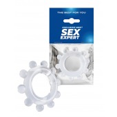 Прозрачное эрекционное кольцо со стимулирующими шариками - Sex Expert - в Нефтекамске купить с доставкой