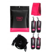 Черно-розовый эротический набор: фиксатор, оковы, наручники, повязка - Erokay - купить с доставкой в Нефтекамске