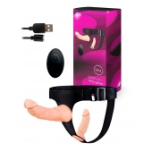 Женский страпон с 2 насадками, вибрацией и пультом ДУ - Erowoman-Eroman - купить с доставкой в Нефтекамске