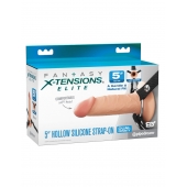 Телесный пустотелый фаллопротез 5’’ Hollow Silicone Strap-On - 14 см. - Pipedream - купить с доставкой в Нефтекамске