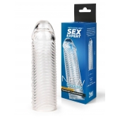 Прозрачная закрытая насадка на пенис с ребрышками - 16 см. - Sex Expert - в Нефтекамске купить с доставкой