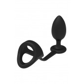 Черное эрекционное кольцо с анальной пробкой Cockstrap With Anal Plug - Dream Toys - в Нефтекамске купить с доставкой