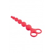 Красная анальная цепочка Ribbed Silicone Anal Beads - 26 см. - NMC
