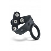 Черное эрекционное кольцо с подхватом мошонки на кнопках VS6 - Blush Novelties - в Нефтекамске купить с доставкой