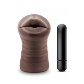 Коричневый мастурбатор-ротик Krystal Vibrating Masturbator - Blush Novelties - в Нефтекамске купить с доставкой