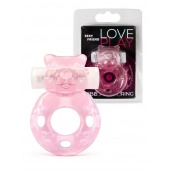 Розовое эрекционное виброкольцо в форме мишки - 1137 - в Нефтекамске купить с доставкой