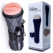 Телесный мастурбатор-вагина в черной колбе с вибрацией - Boys of Toys - в Нефтекамске купить с доставкой