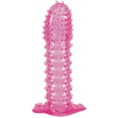 Гелевая розовая насадка с шипами - 12 см. - Toyfa Basic - в Нефтекамске купить с доставкой