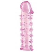 Гелевая розовая насадка на фаллос с шипами - 12 см. - Toyfa Basic - в Нефтекамске купить с доставкой