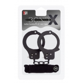 Чёрные наручники из листового металла в комплекте с веревкой BONDX METAL CUFFS LOVE ROPE SET - Dream Toys - купить с доставкой в Нефтекамске