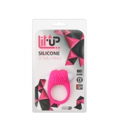 Розовое эрекционное кольцо с щеточкой LIT-UP SILICONE STIMU RING 5 - Dream Toys - в Нефтекамске купить с доставкой